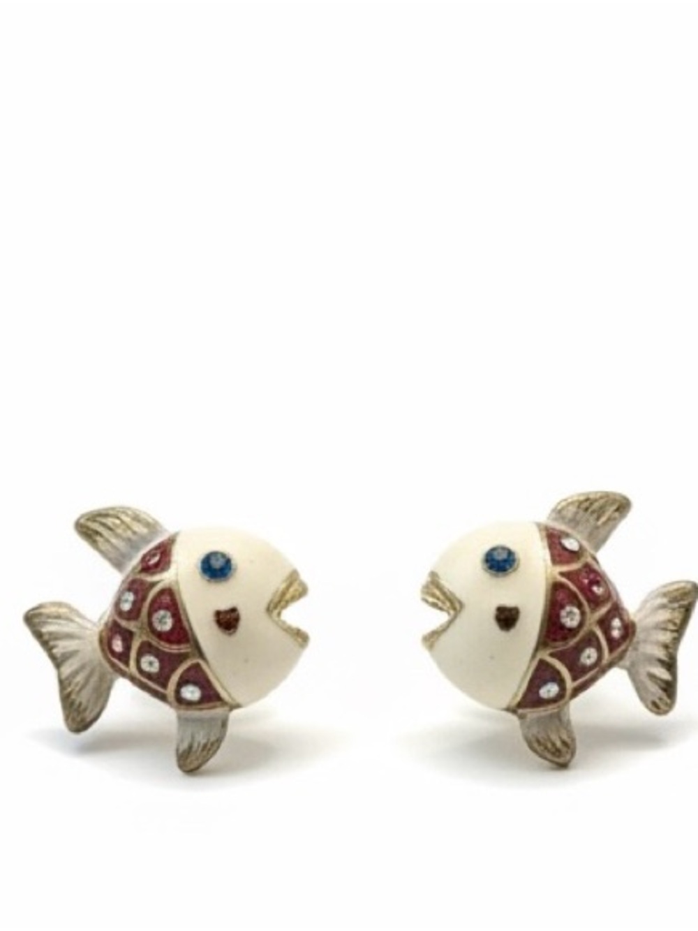 Betsey Johnson Cream and Red Fish Earrings